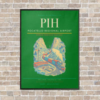 Thumbnail for Pocatello Regional Airport PIH vertical canvas print - framed - green background