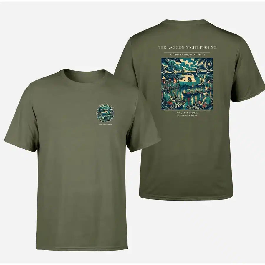 VINTAGE G4407 - The Lagoon Night Fishing - Double-Side T-Shirt design on greenarmy double side t shirt