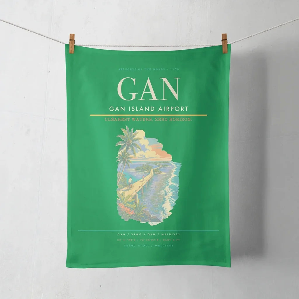Gan Island Airport (GAN) design on green towel
