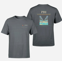 Thumbnail for Palm Beach International Airport (PBI) design printed on gray double-side t-shirt