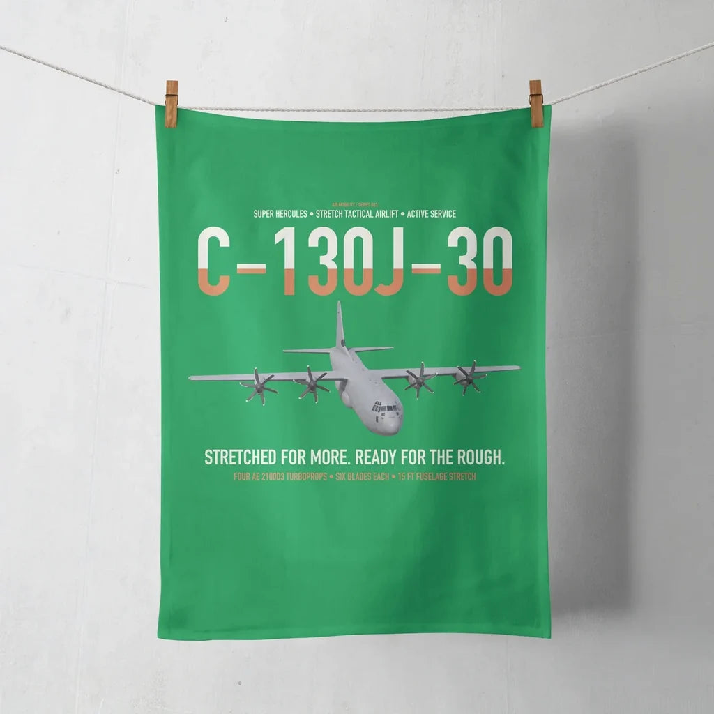 C-130J-30 Super Hercules design on green towel