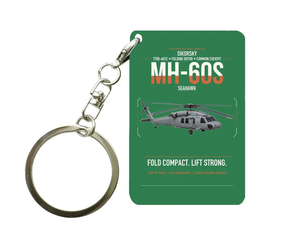 Sikorsky MH-60S Seahawk design on green designed key chain, double-side print