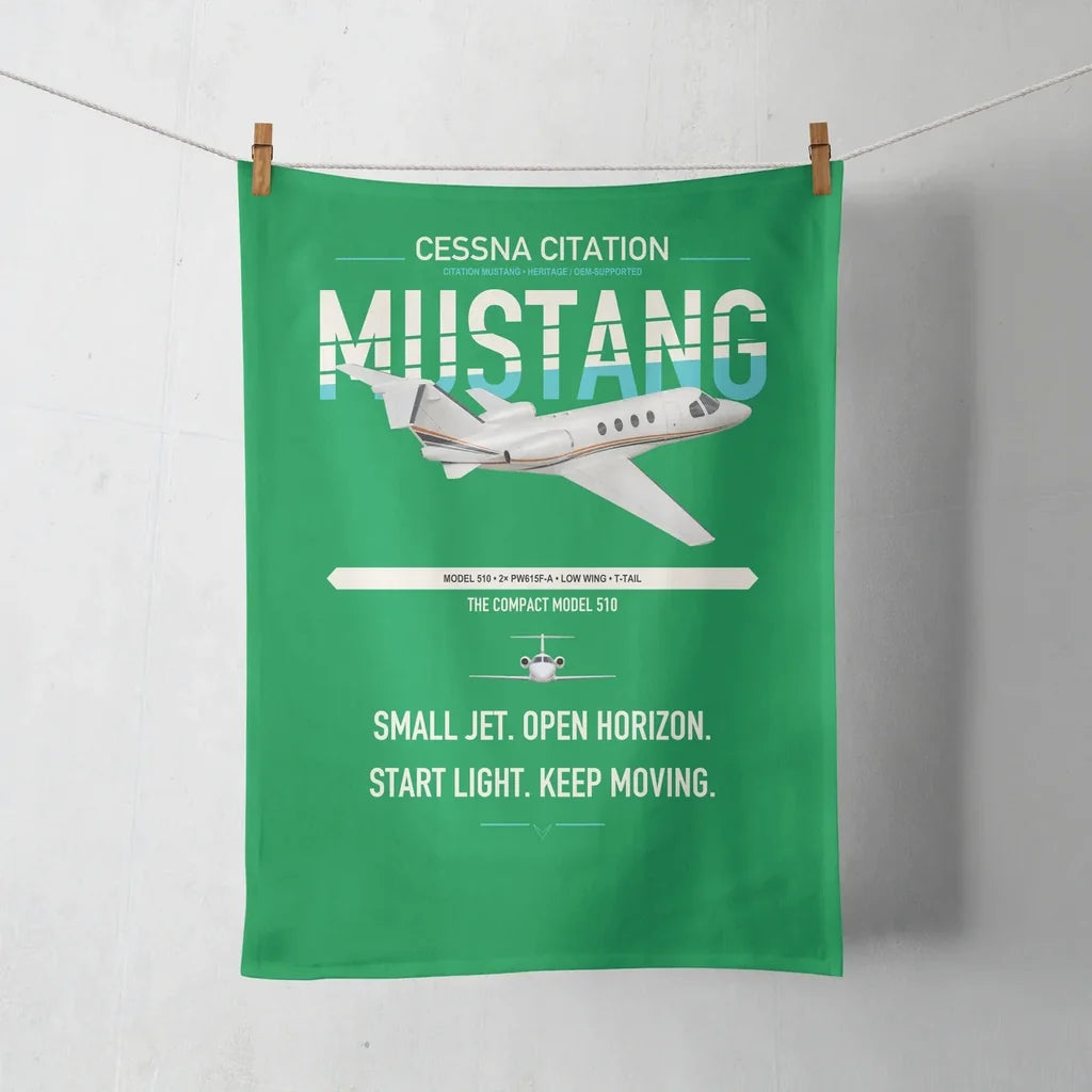 Cessna Citation Mustang design on green towel