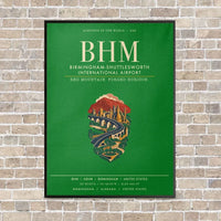 Thumbnail for Birmingham-Shuttlesworth International Airport BHM vertical canvas print - framed - green background