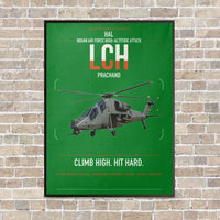 Thumbnail for HAL LCH Prachand vertical canvas print - framed - green background