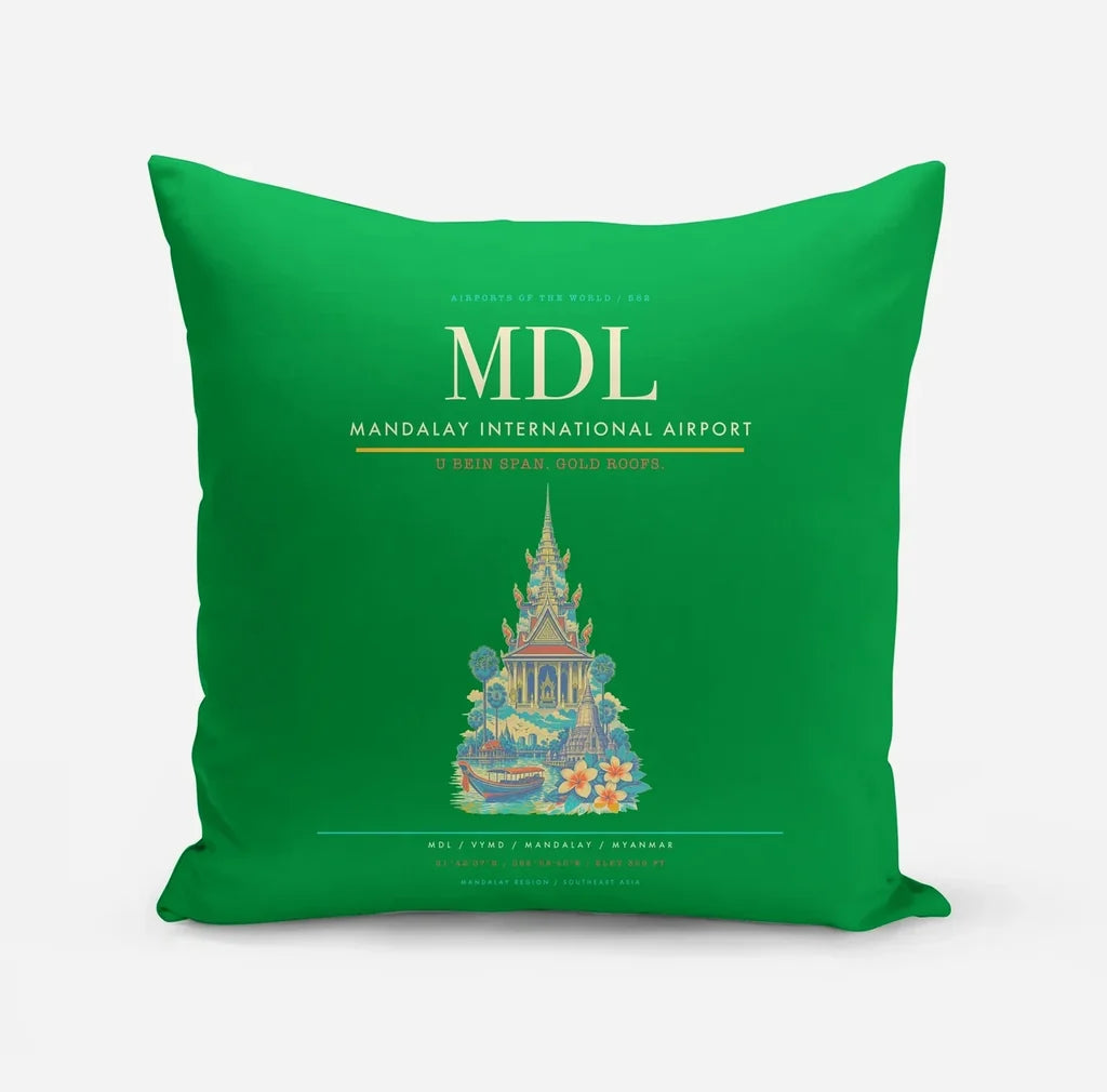 Mandalay International Airport (MDL) design on green pillow