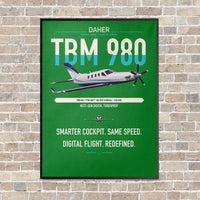 Thumbnail for Daher TBM 980 vertical canvas print - framed - green background