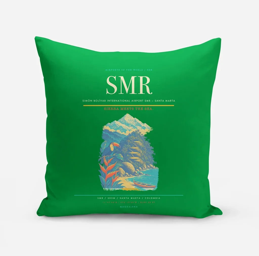 Simón Bolívar International Airport (SMR) design on green pillow