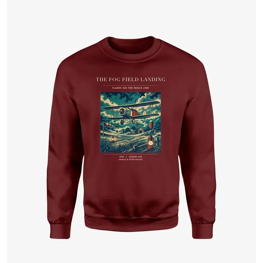 VINTAGE G4150 - The Fog Field Landing - Designed Sweatshirts design on winered
