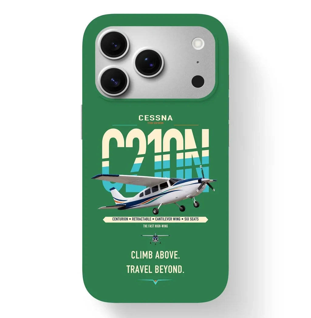 Cessna T210N Centurion design on green magsafe iphone case, for iPhone 17 Pro