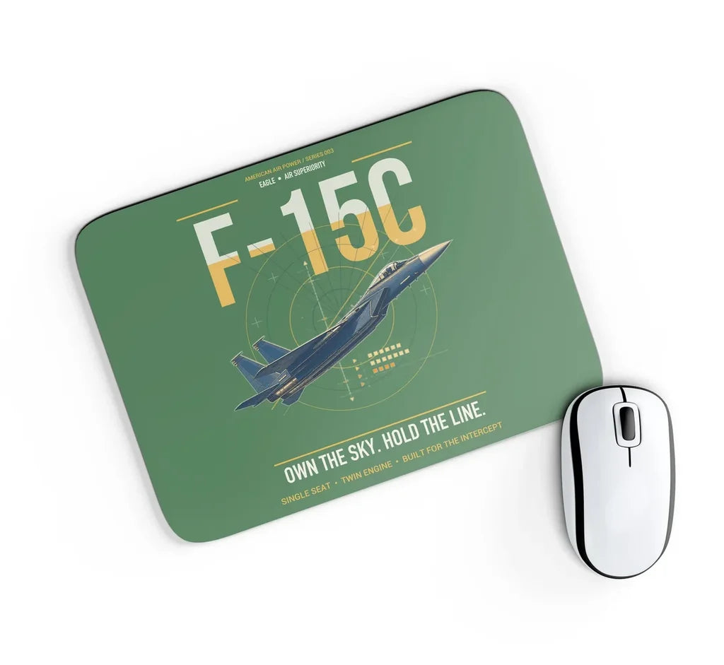 F-15C Eagle design on green rectangle mouse pad