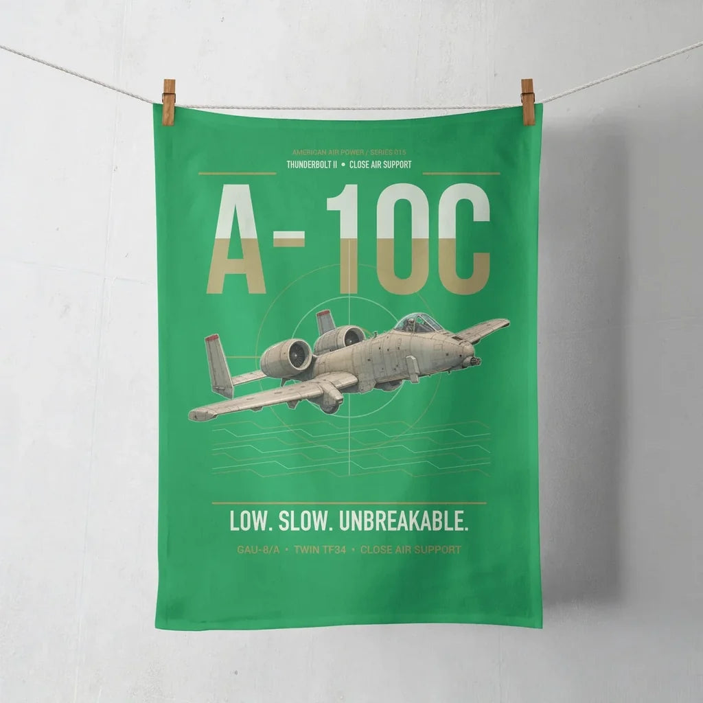 A-10C Thunderbolt II design on green towel