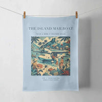 Thumbnail for VINTAGE G4065 - The Island Mailboat - Designed Towels design on lightblue