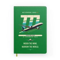 Thumbnail for Boeing 777-9 design on green notebook