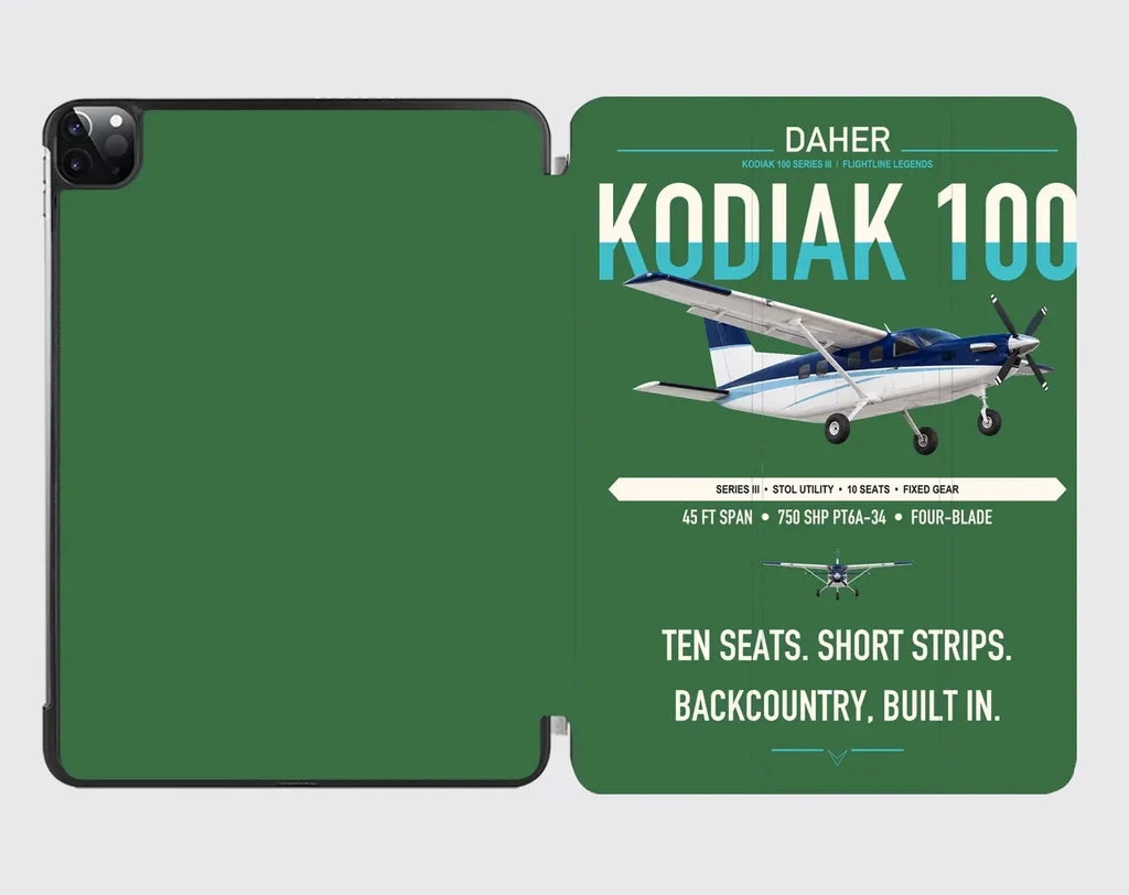 Daher Kodiak 100 Series III design on green ipad tablet case