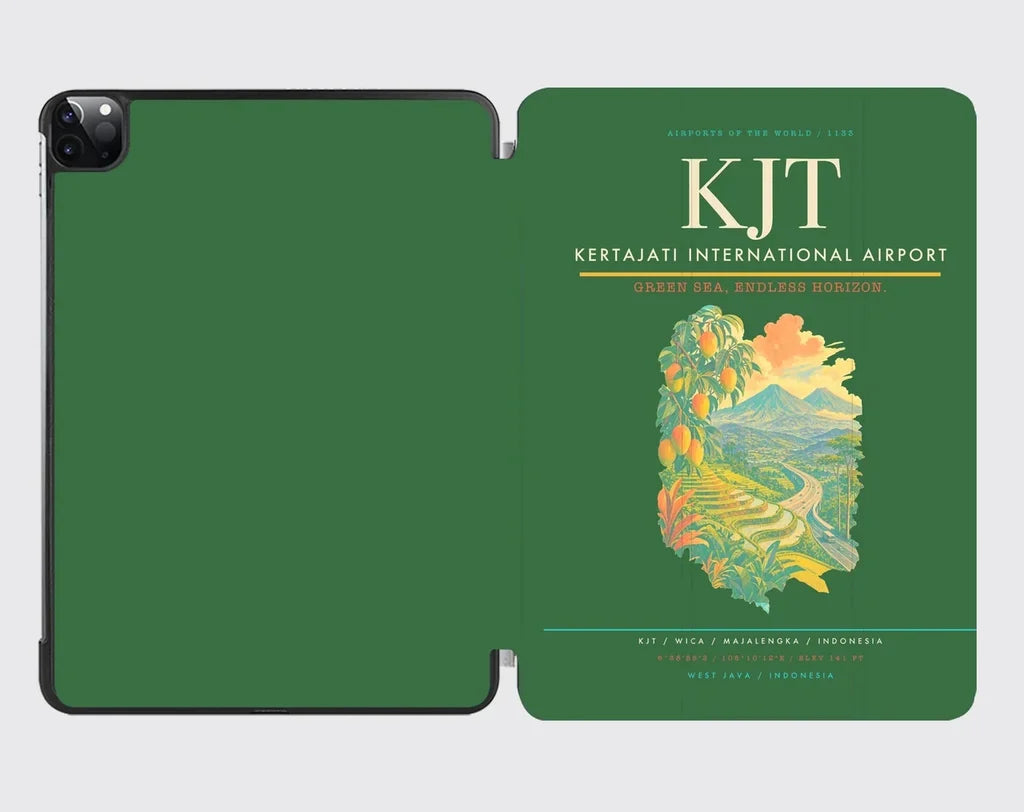 Kertajati International Airport (KJT) design on green ipad tablet case