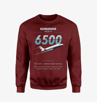 Thumbnail for Bombardier Global 6500 design on wine red sweatshirt