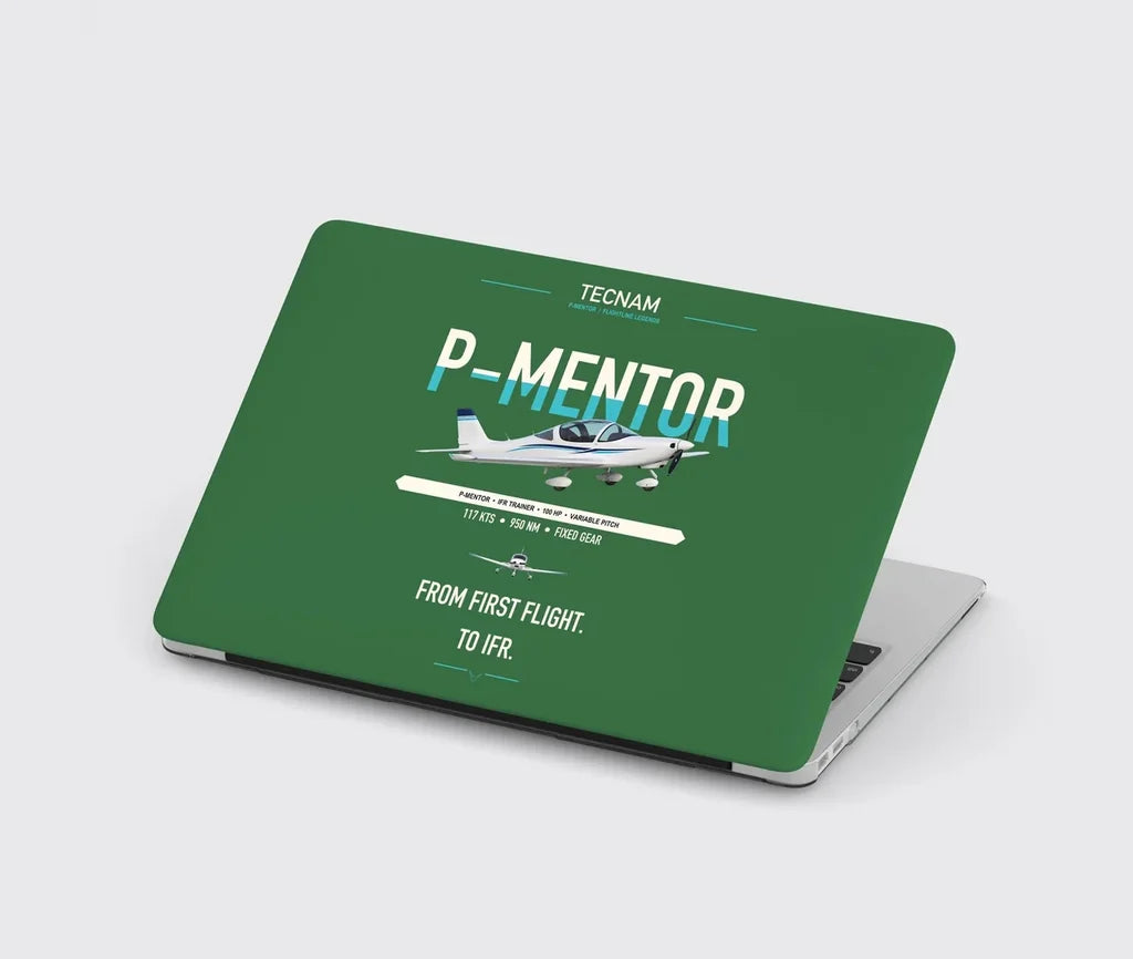 Tecnam P-Mentor design on green MacBook case