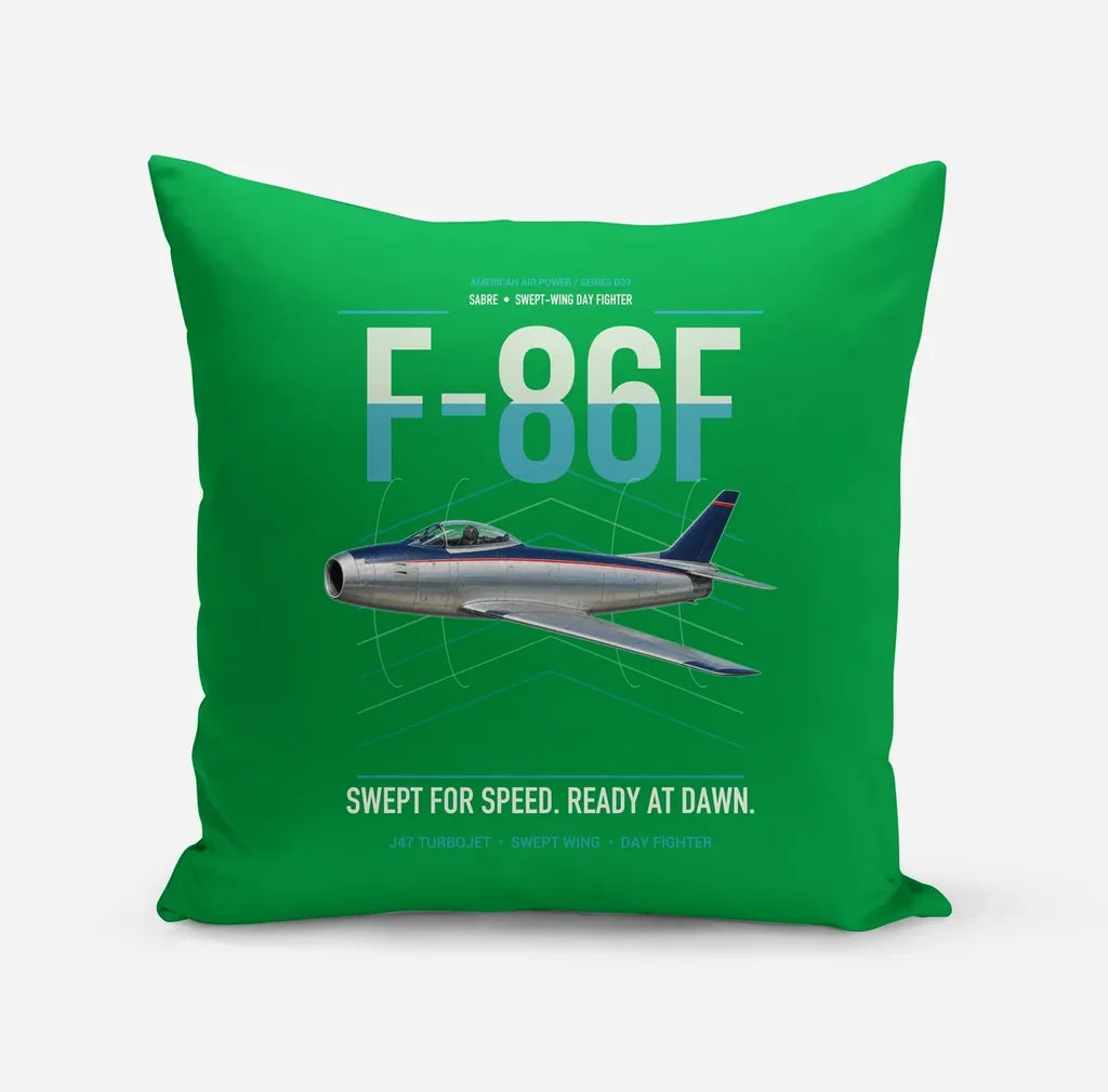 F-86F Sabre design on green pillow