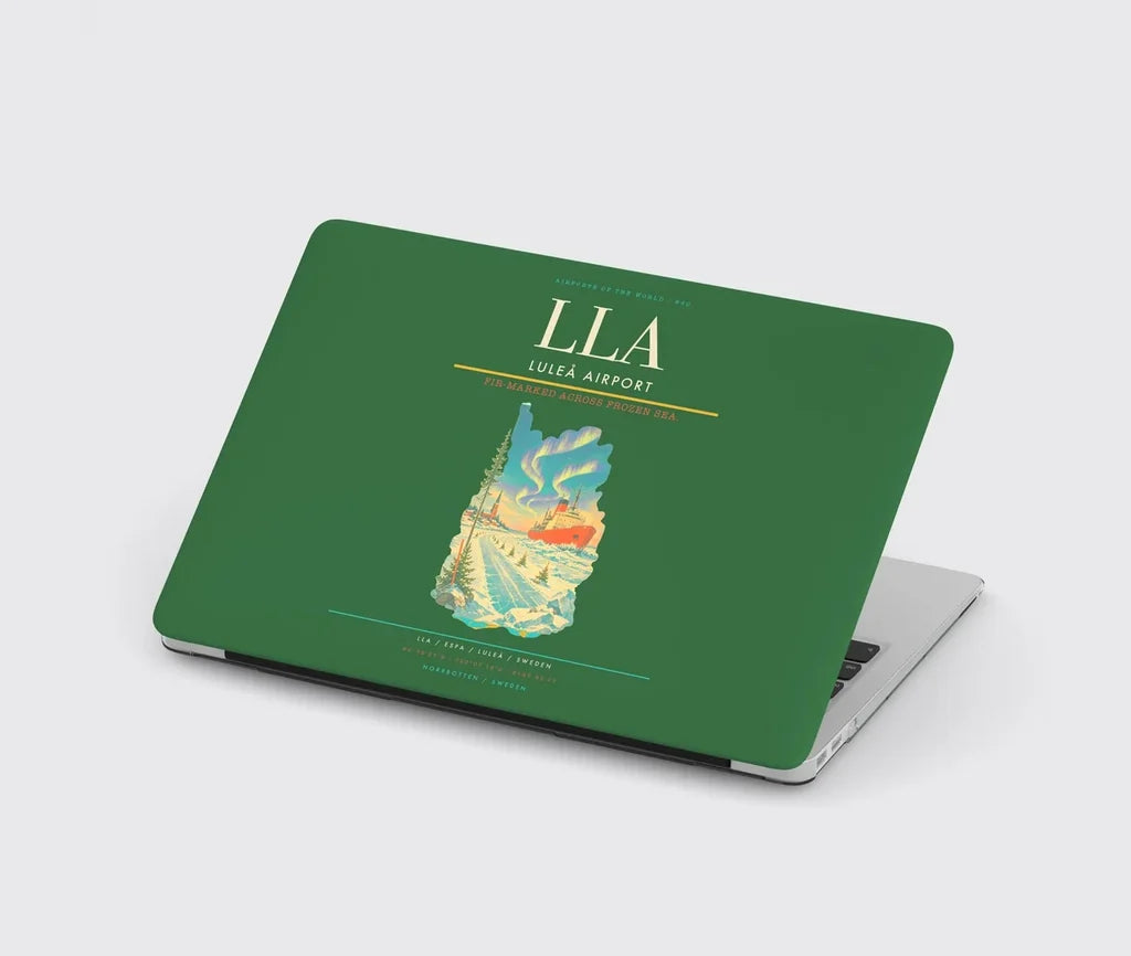 Luleå Airport (LLA) design on green MacBook case