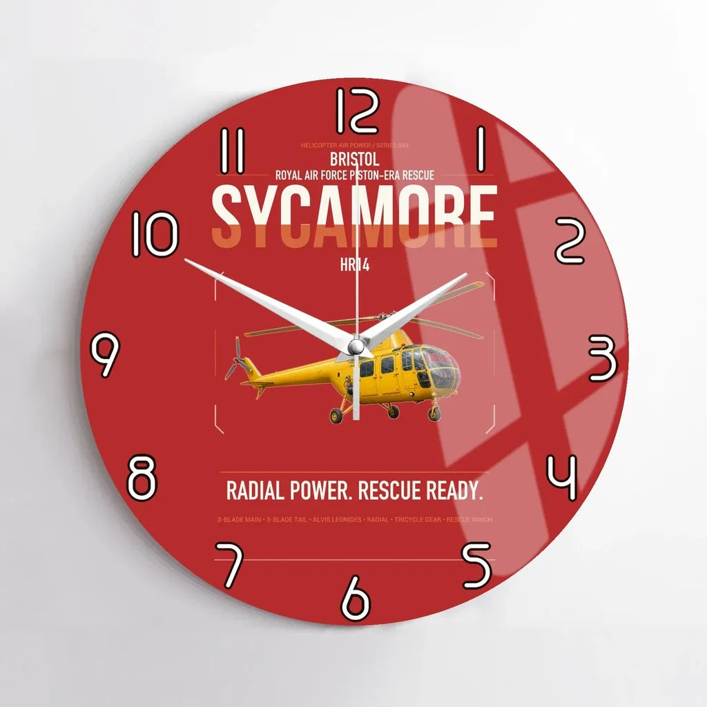Bristol Sycamore HR14 design on red no frame wall clock