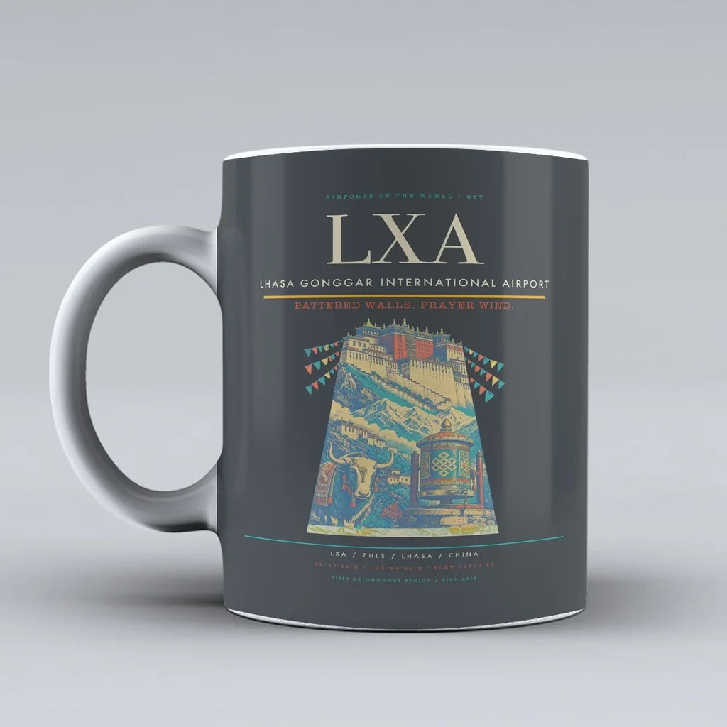 Gonggar International Airport LXA Mug design on gray lhasa