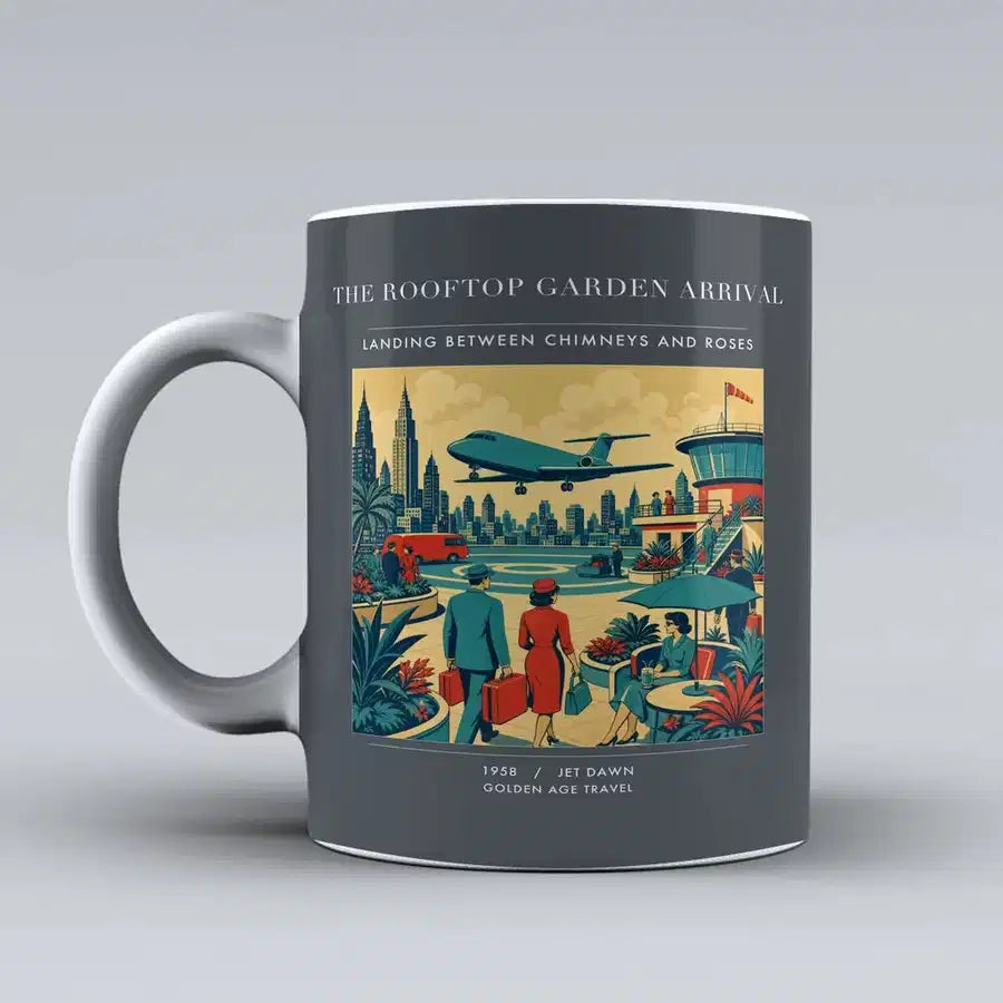 VINTAGE G4371 - The Rooftop Garden Arrival - Ceramic Mug design on gray