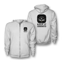 Thumbnail for Keep It Coordinated Zipped Hoodie - White