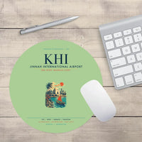 Thumbnail for Jinnah International Airport Karachi (KHI) design on light green round mouse pad