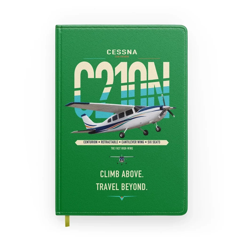 Cessna T210N Centurion design on green notebook