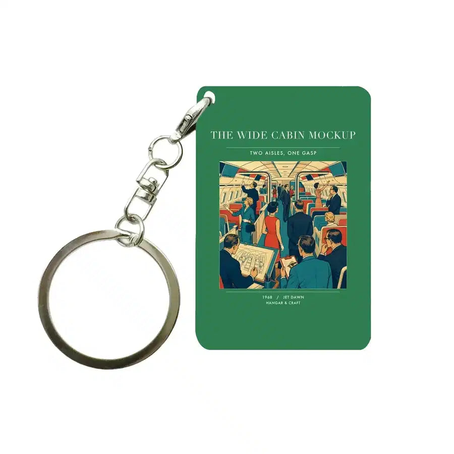 VINTAGE G4467 - The Wide Cabin Mockup - Designed Key Chain design on green