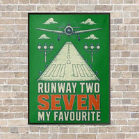 Thumbnail for Runway Two Seven My Favourite vertical canvas print - framed - green background