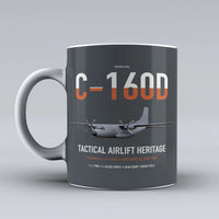 Thumbnail for Transall C-160D design on gray ceramic mug, double-side print