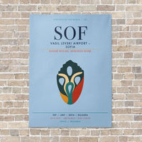 Thumbnail for Vasil Levski Airport Sofia SOF vertical canvas print - no frame - light blue background