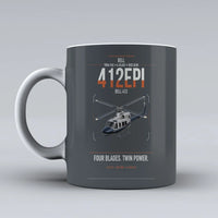 Thumbnail for Bell 412EPI design on gray ceramic mug, double-side print