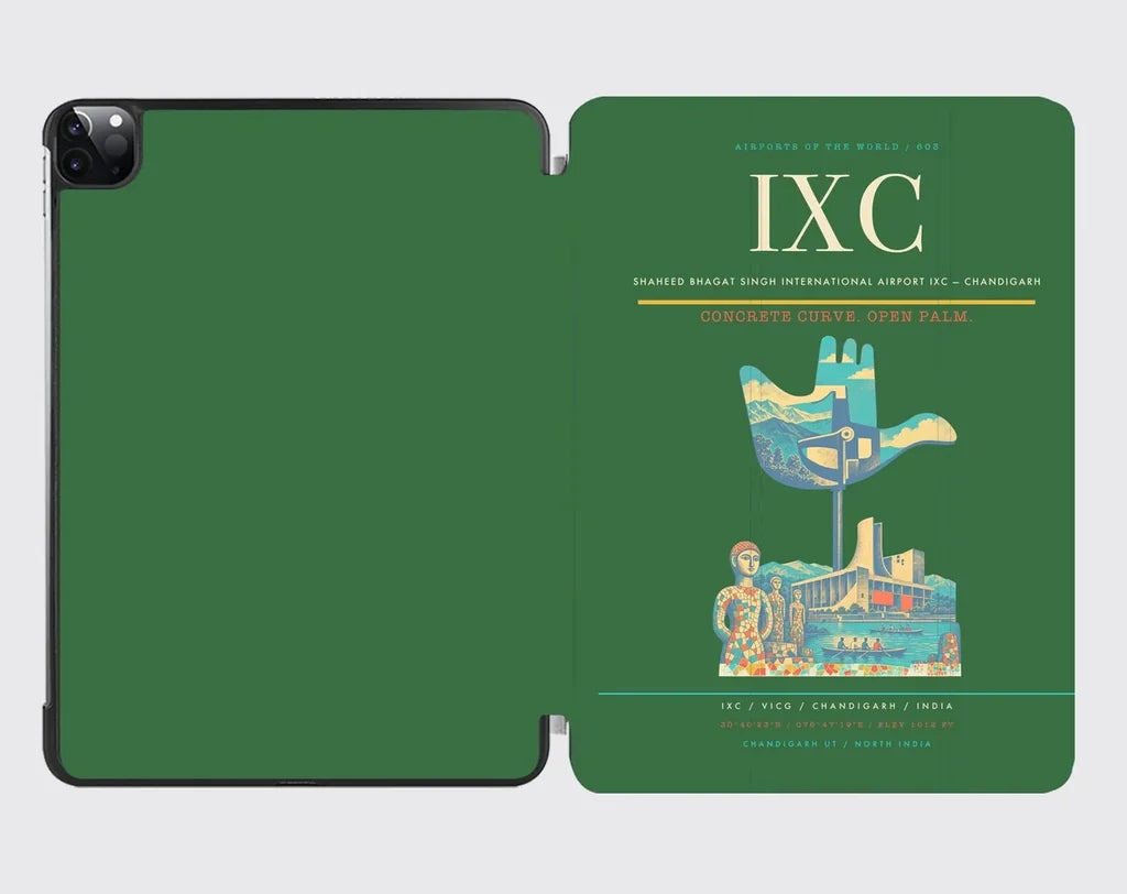 Shaheed Bhagat Singh International Airport (IXC) design on green ipad tablet case