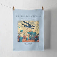 Thumbnail for VINTAGE G4389 - The Threshing Day Flyover - Designed Towels design on lightblue