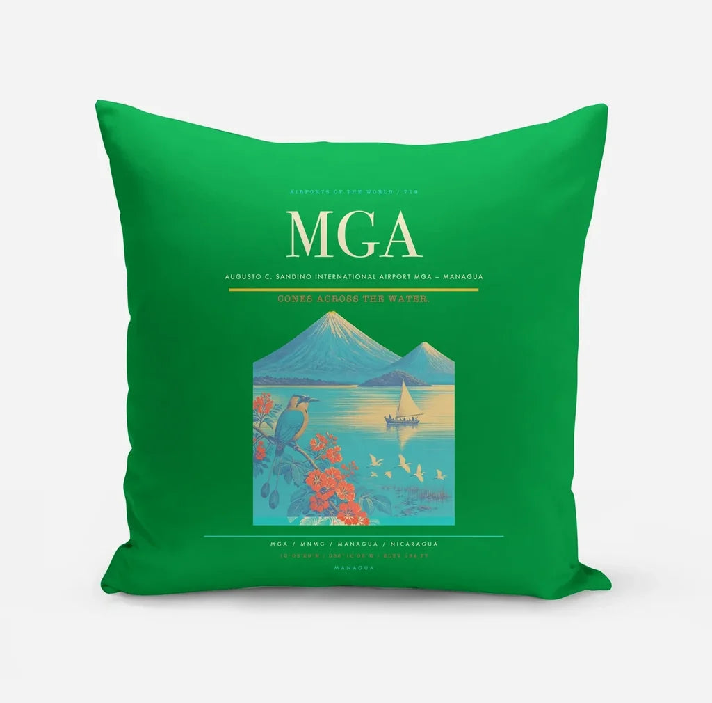 Augusto C. Sandino International Airport (MGA) design on green pillow