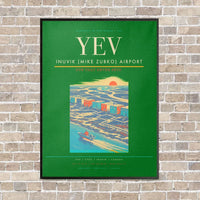 Thumbnail for Inuvik (Mike Zubko) Airport YEV vertical canvas print - framed - green background