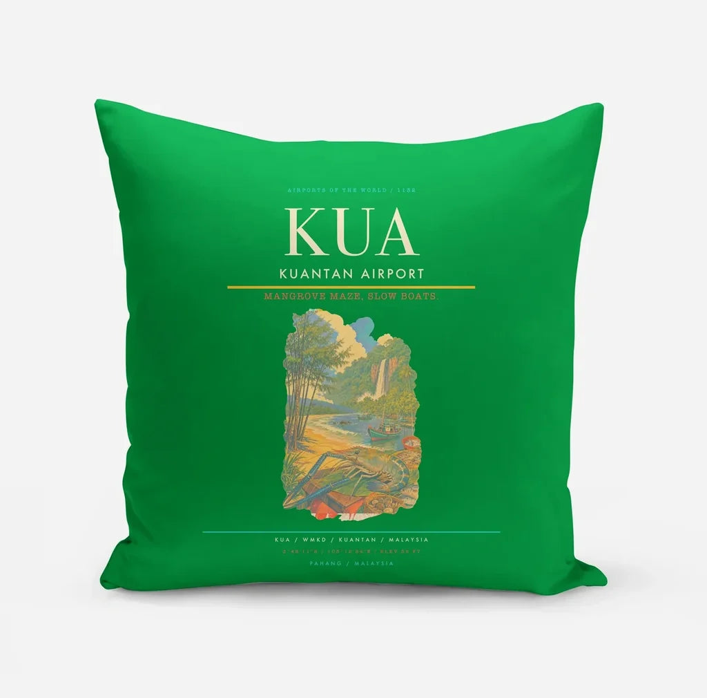 Kuantan Airport (KUA) design on green pillow