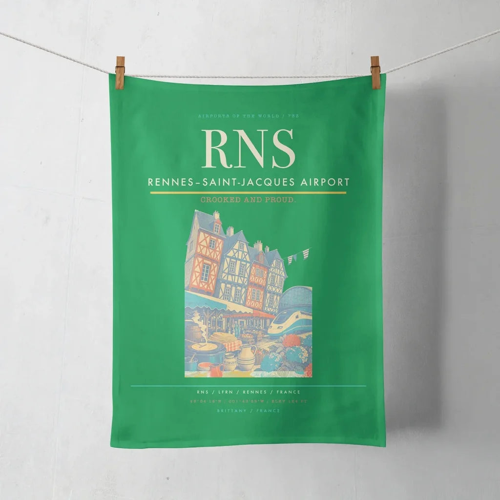 Rennes–Saint-Jacques Airport (RNS) design on green towel