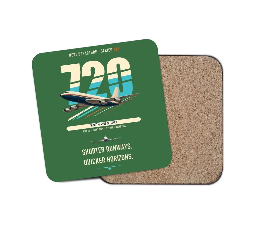Boeing 720B design on green 1 piece coaster