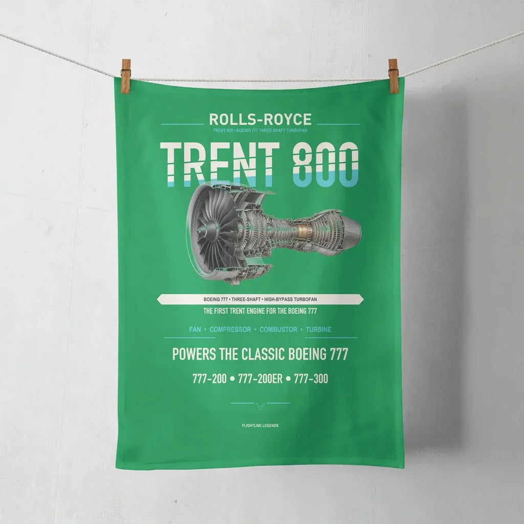TRENT 800 design on green towel