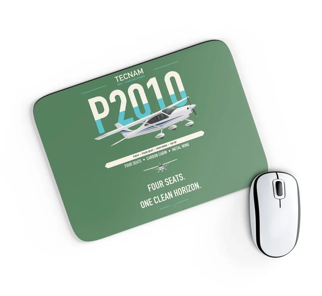 Tecnam P2010 design on green rectangle mouse pad