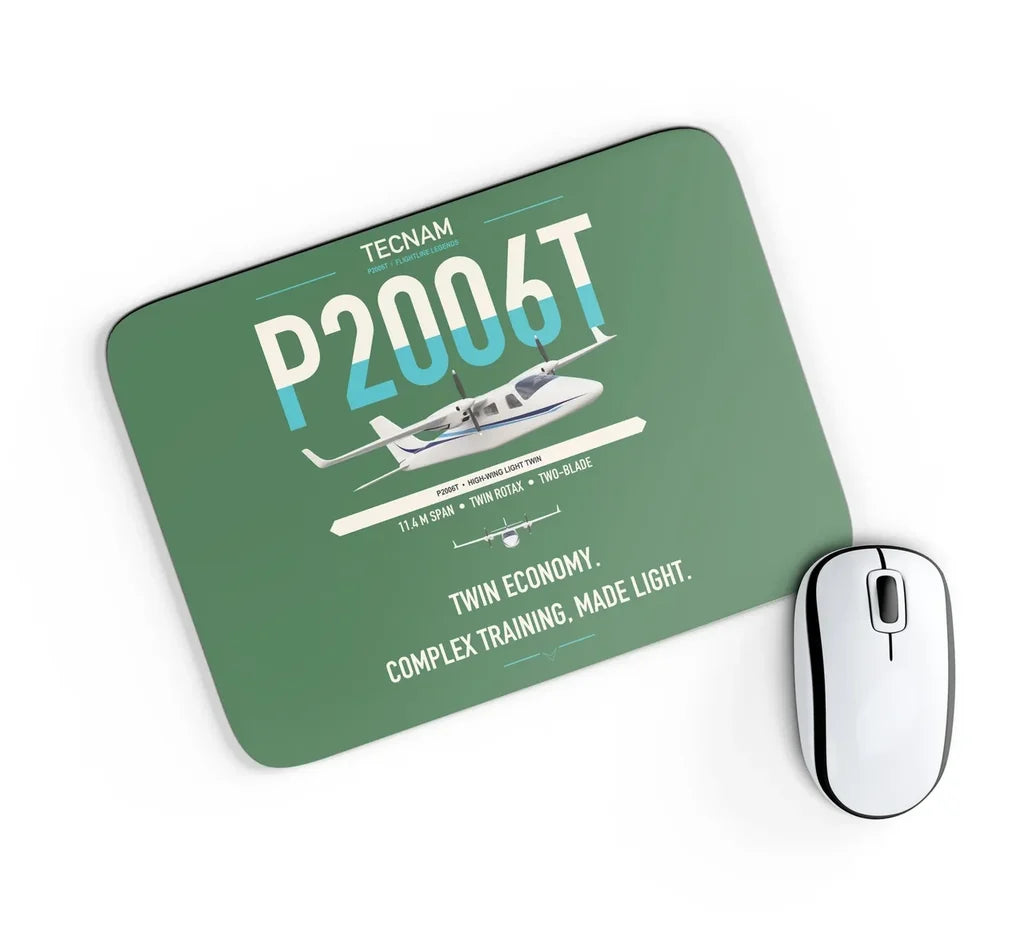 Tecnam P2006T design on green rectangle mouse pad