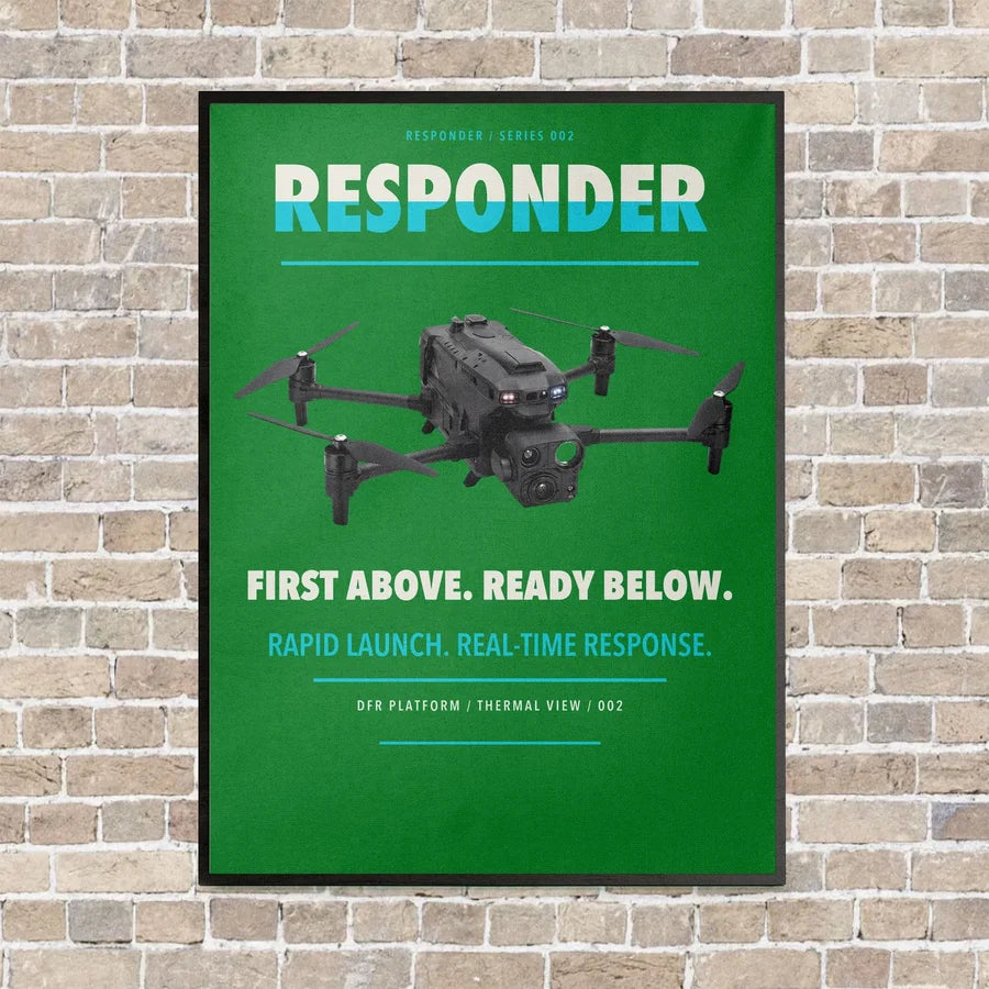 BRINC Responder vertical canvas print - framed - green background