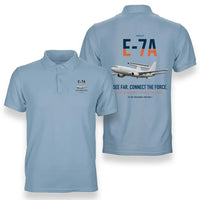 Thumbnail for E-7A Wedgetail design on light blue double-side polo t-shirt, double-side print