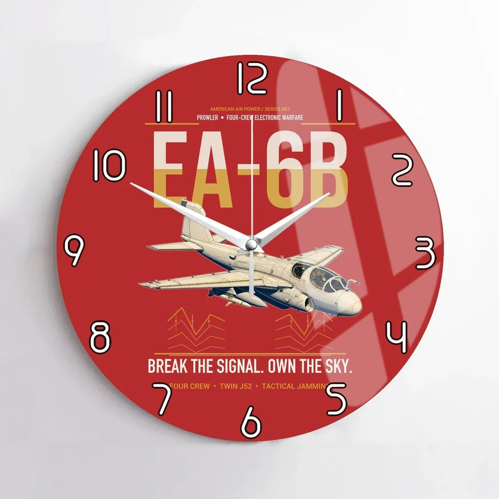 EA-6B Prowler design on red no frame wall clock