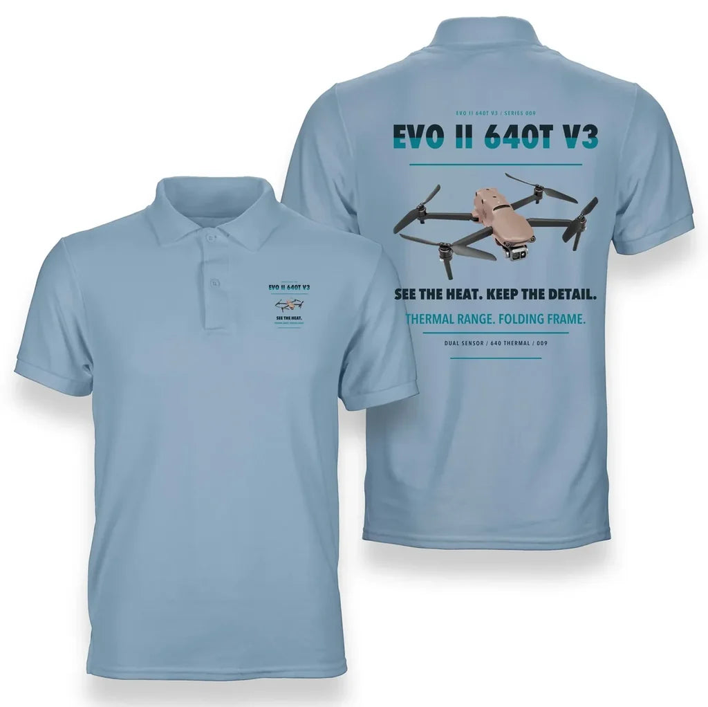 Autel EVO II Dual 640T V3 design on light blue polo
