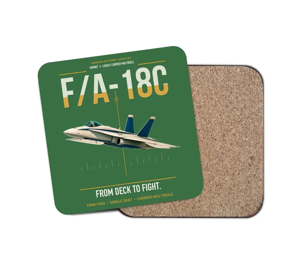 F-A-18C Hornet design on green 1 piece coaster